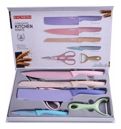 Juego Set Cuchillos Cocina X 6 Piezas Colores