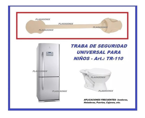 Imagen 2 de 10 de Traba Seguridad Universal Niños Tr-110 Plagasonix Premium Cerradura