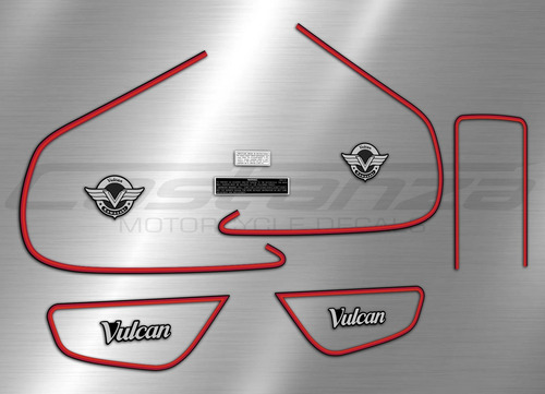 Calcos Kawasaki Vulcan 500 Kit Completo Emblemas Metalizados