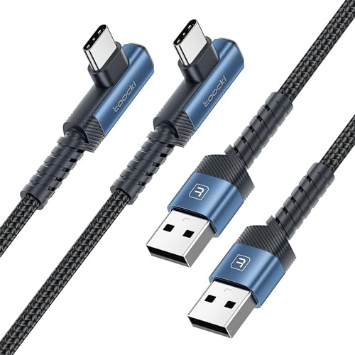 Cabo Usb C Em Ângulo Reto, Pacote Com 2 Cabos De Carregament