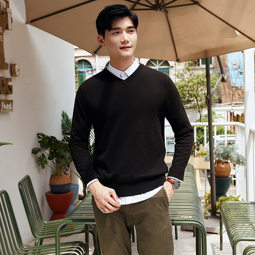 Suéter Hombre De Punto Moda Casual Cuello En V 100% Algodón