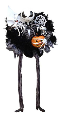 Corona De Halloween De Gato Skellington Para Fiesta