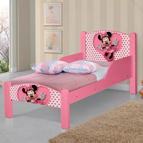 Cama Infantil Barbie com Grade de Proteção Rosa Com Colchão