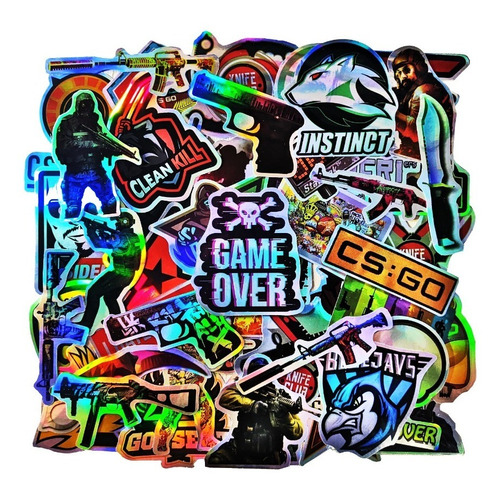 Stickers Skin Fps Gaming Shooter Csgo Pack 50 Unidades 