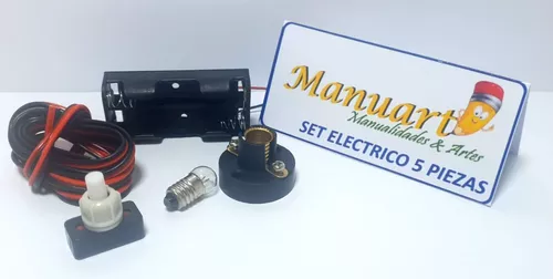 Kit Circuito Eléctrico Escolar 8 Piezas + 2 Pilas X 5set