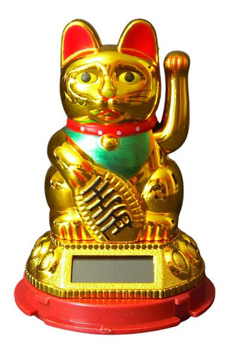 Gato Lucky Dorado (prosperidad) Feng Shui Con Celda Solar