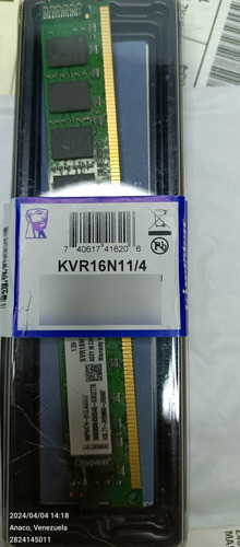 Memoria Ram 4gb Pc3-12800 Cl11 240pin D1mm Kingston 