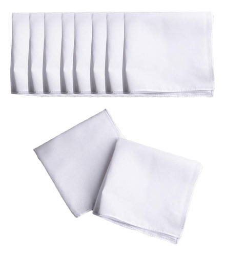 10 Pañuelos Blancos De Bolsillo Para Hombres Y 35cm X 35cm