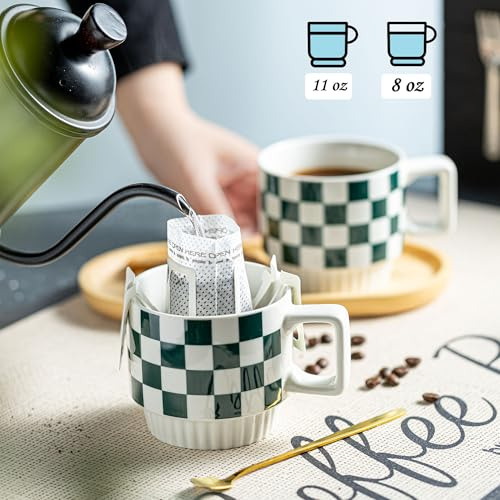 Tazas De Café Apilables Con Soporte, Juego De 4 Tazas De Caf