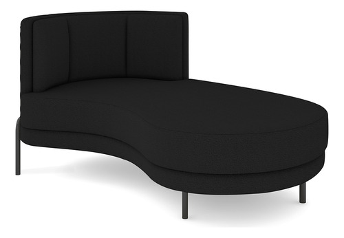 Sofá Chaise Longue Sala De Living Lucca Direito Bouclê Preto