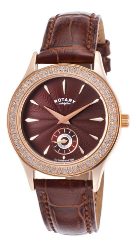 Rotary Ladies Timepieces Crystals Dial Marrón Y Reloj Con Co