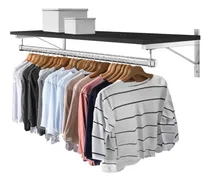 Comprar Perchero Comercial De Pared Cromado Barral Estante Madera # Ropa Venta Percheros Comerciales Para Locales Negocios