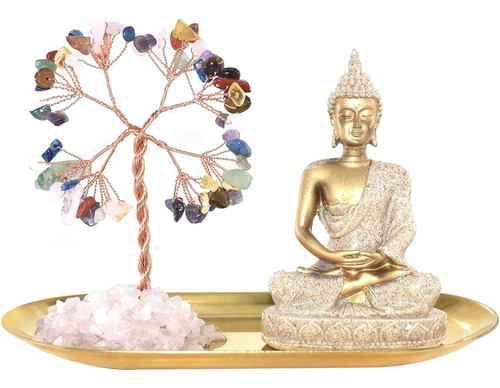 Jinyue 7 Chakra Árbol De Cristal Piedras Curativas Estatua D