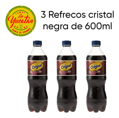 3 Refresco Cristal Negra De 600ml C/u De Yucatán