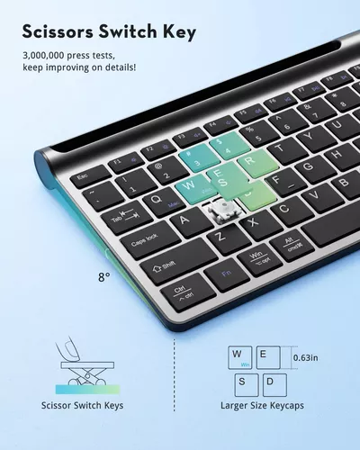  Combo de teclado y mouse inalámbrico - Mouse y teclado delgado  de tamaño completo, inalámbrico, con teclado numérico 2.4G conexión  estable, DPI ajustable : Electrónica