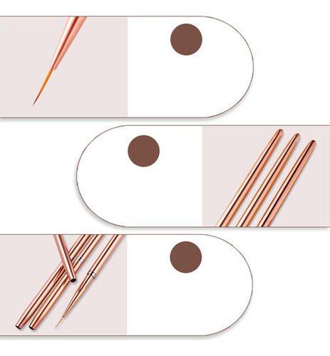 3 Pinceles Para Delineador De Uñas, 7mm/9mm/11mm Pintura