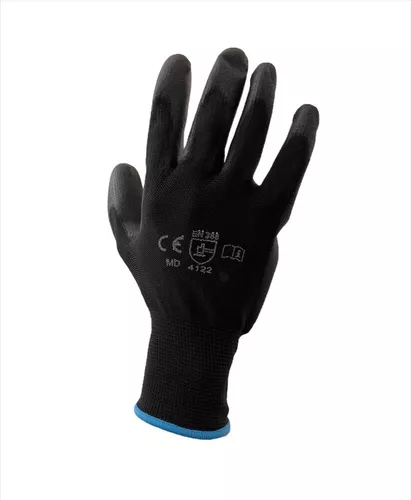 GUANTES DE POLIURETANO NEGROS T-9 PARA TALLER MECANICO PAQ 12