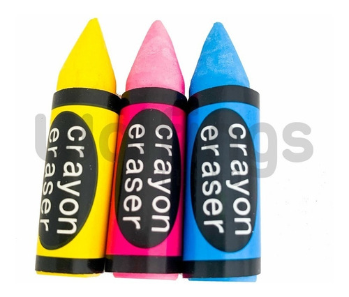 3 Gomas De Borrar 3 Colores En Forma De Crayones Souvenir