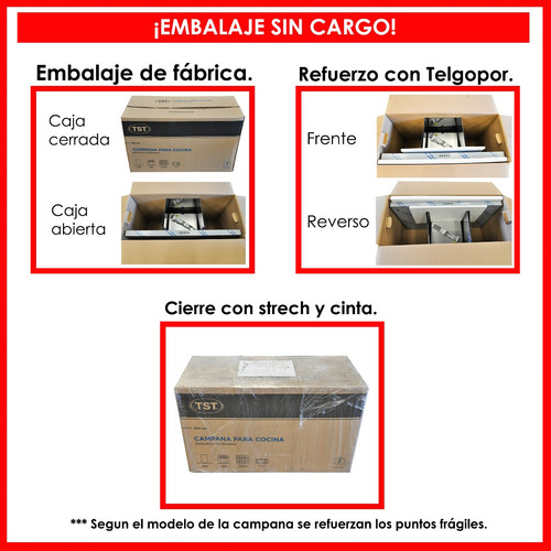Imagen 5 de 9 de Campana Cocina Marca Tst Isla 90 Cm Colhue - Envio S/cargo