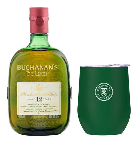 Whisky Buchanans 12 Deluxe 750ml + Vaso De Acero Inoxidable