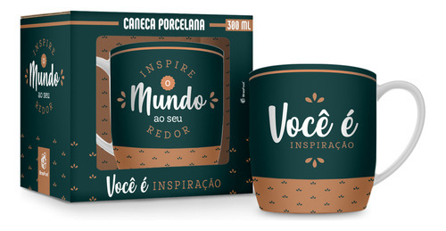 Caneca Porcelana Urban 300ml - Inspire O Mundo Ao Seu Redor Cor Verde