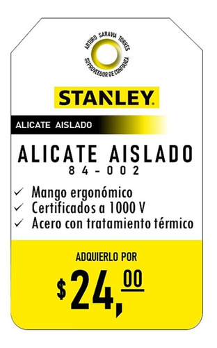 Alicate De Electricista Maxsteel Stanley 84-002 Aislado 8