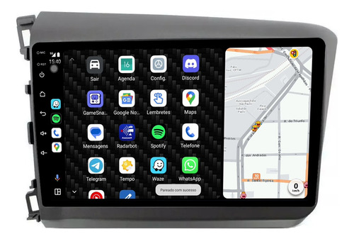 Multimidia Civic G9 12/16 9p Android 14 Auto Carplay 4/64gb