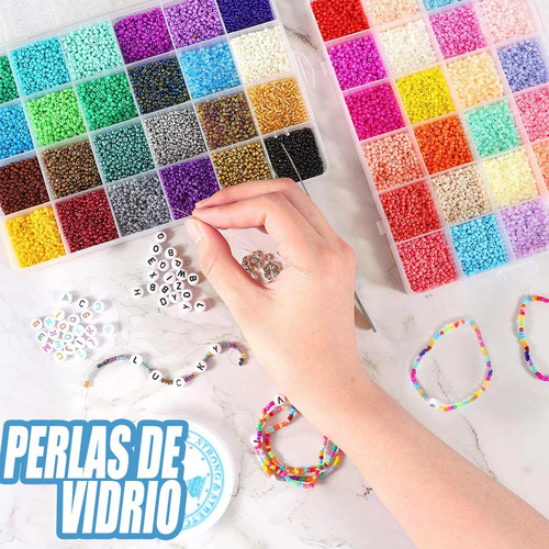 Set 3500 Cuentas De 2mm Chaquiras Kit Fabricación De Joyas