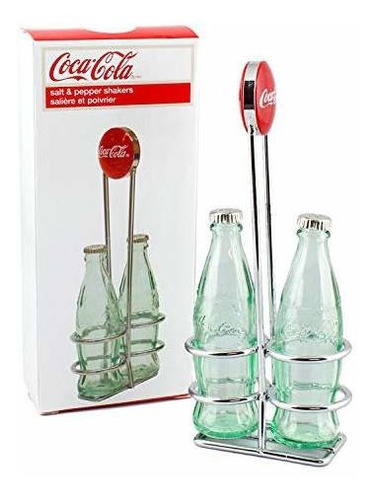 Set Salero Y Pimentero Coca-cola Con Soporte Metálico,