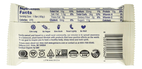 Gomacro Organic Blubrry Cshw Bttr Macrobar 12ct, 2.3 Oz Pac