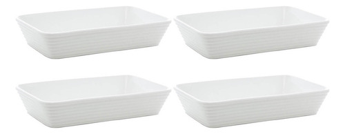 Conjunto De Travessas De Porcelana Lyor Linea 1L Brancas 4 P
