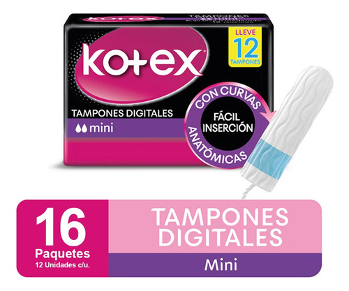 Tampones Digitales Kotex X 12u Pack X16