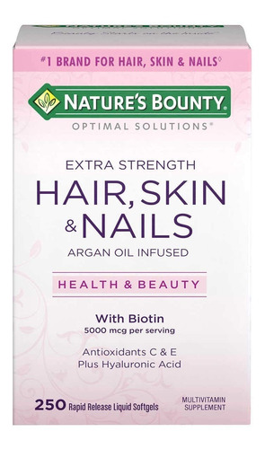 Hair, Skin & Nails Cabelo Pele Unhas 250 Cps Nature's Bount 
