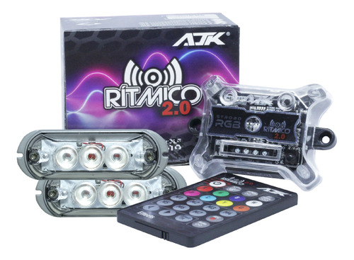 Kit Led Rgb 9w Ajk Audioritmica 2.0 Remoto Programable