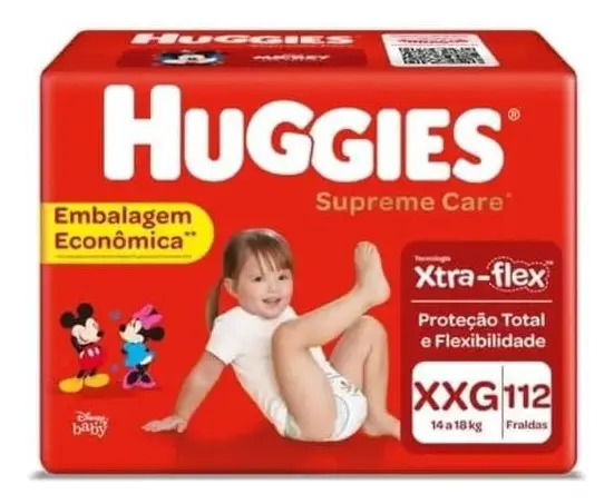 Fralda Supreme Care Mais Conforto e Absorção dia e noite Tamanho G 66 fraldas Huggies