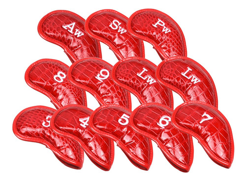 12x Golf Iron Head Cover Cuero Pu Golf Club Headcover Rojo