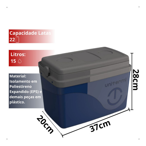 Caixa Cooler Térmico Com Alça Praia Camping Viajem 15 Litro