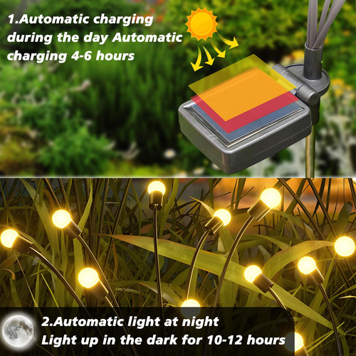 Antorchas Solares Para Jardin Focos Led 2 Estacas 10 Focos