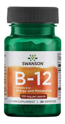 Swanson Vitamina B-12 500mcg 30 Capsulas Sabor Sin Sabor