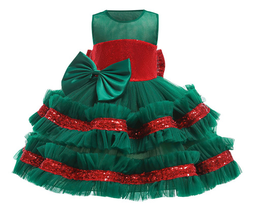 Vestido E Para Niñas Pequeñas, De Hilo Navideño Con Lentejue