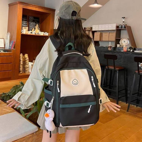 Mochila De Ocio Repelente Al Agua, Mochila De Estudiante De Campus De Gran Capacidad De Moda, Mochila De Viaje De Alto Valor, Negro Nylon