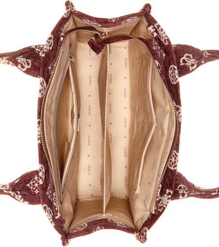 Guess Bolso Tote Sevye De 2 Compartimentos, Ciruela