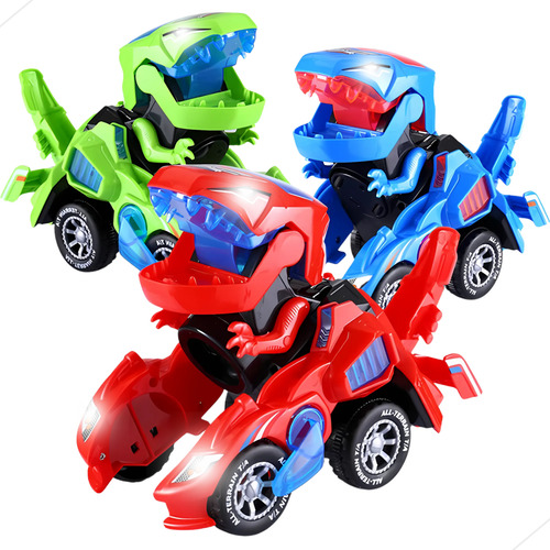Carrinho Que Vira Dinossauro Emite Luz E Som Bate Volta Cor Vermelho Personagem Carro Dinossauro