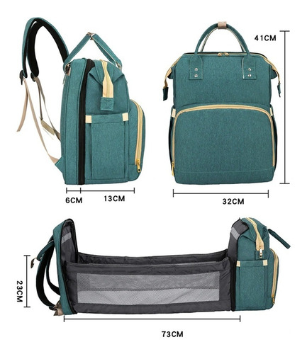 Imagen 8 de 9 de Bolso Mochila Maternal Bebe Impermeable Extensible Cambiador