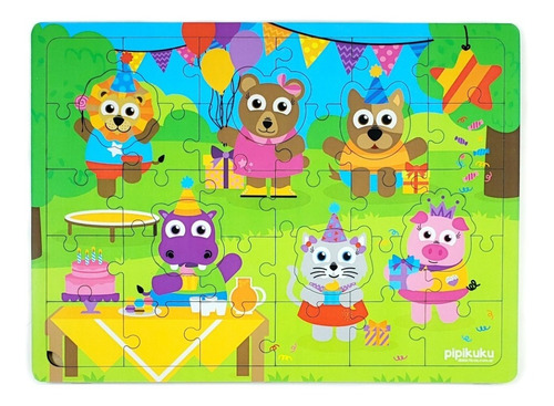 Imagen 2 de 2 de Rompecabezas 36 Piezas De Madera Cumpleaños Pipikuku