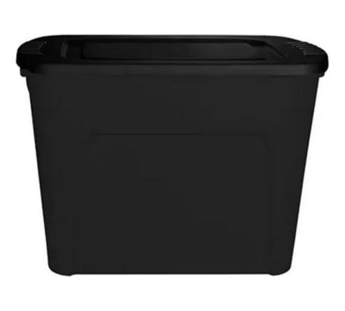 Caja Organizadora De Plástico Con Tapa Ecobox Negra 80 L