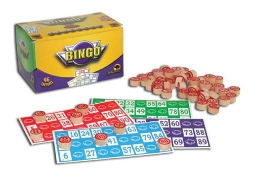 Bingo Familiar Bisonte 90 Números De Madera 96 Cartones