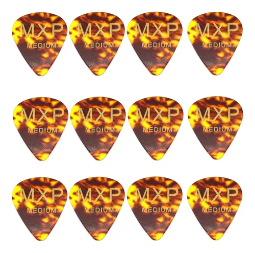 Kit 12 Palheta Guitarra Violao Tortoise Mxp Medium 0.71