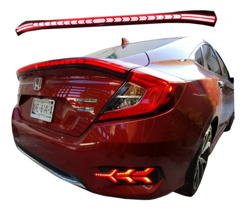 Honda Civic Sedan Spoiler Cajuela Led 3d 2016 2017