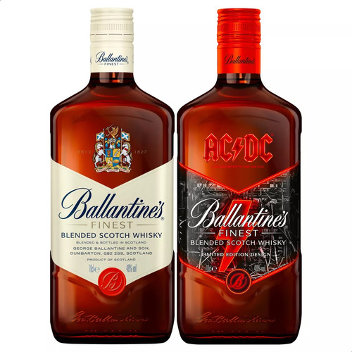 Whisky Ballantines Finest Ac/dc Edicion Limitada + Finest X2